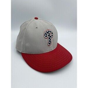 New Era Gray and Red Philadelphia Phillies Baseball Cap - Size 7 Stars USA Rare